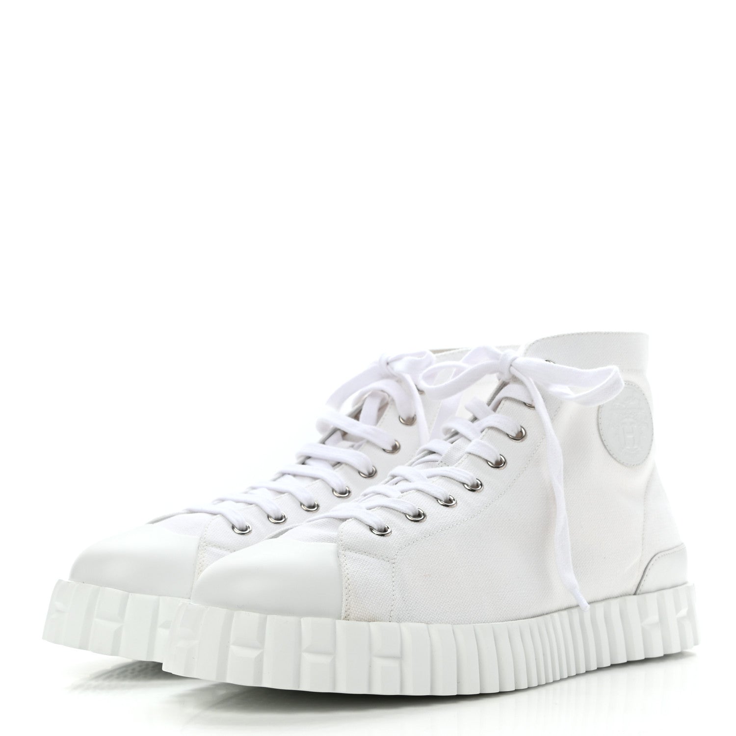 Hermes Canvas Calfskin Mens Climb Sneakers 42.5 White 3 of 9