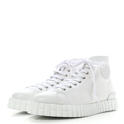 Hermes Canvas Calfskin Mens Climb Sneakers 42.5 White 3 of 9