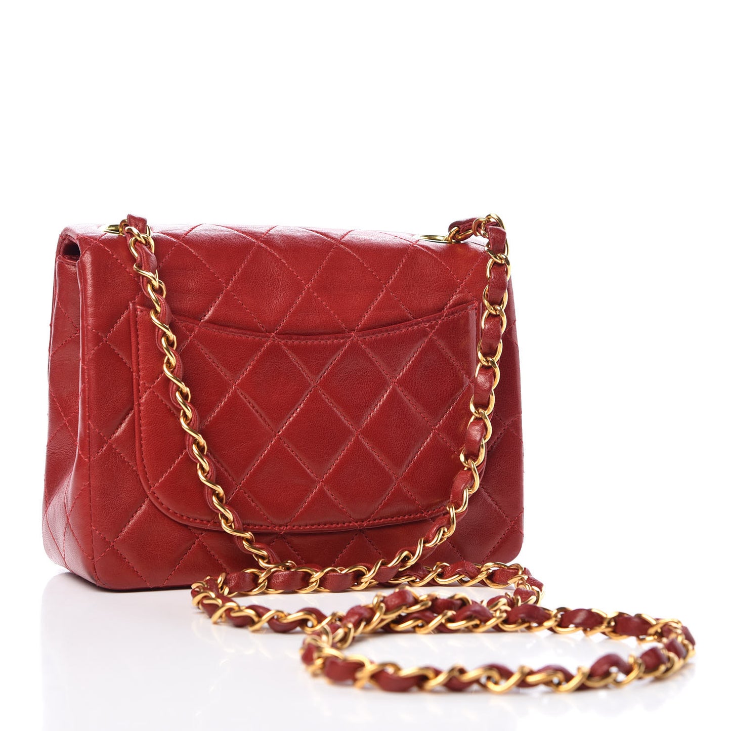 Lambskin Quilted Mini Square Flap Red