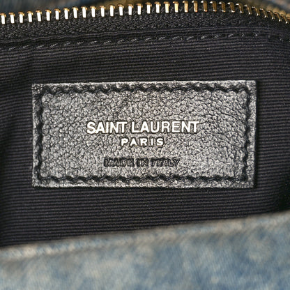 Saint Laurent Denim Quilted Medium Loulou Puffer Monogram Chain Satchel Blue Cinnamon 6 of 8