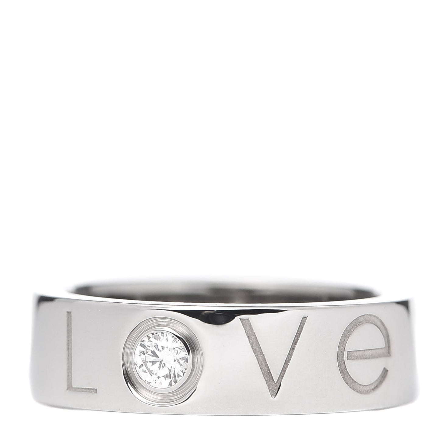 18K White Gold Diamond 5.5mm Christmas LOVE Ring 49 4.75