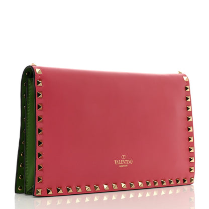 Valentino Garavani Vitello Colorblock Rockstud Wristlet Clutch Deep Rose Clover 3 of 7