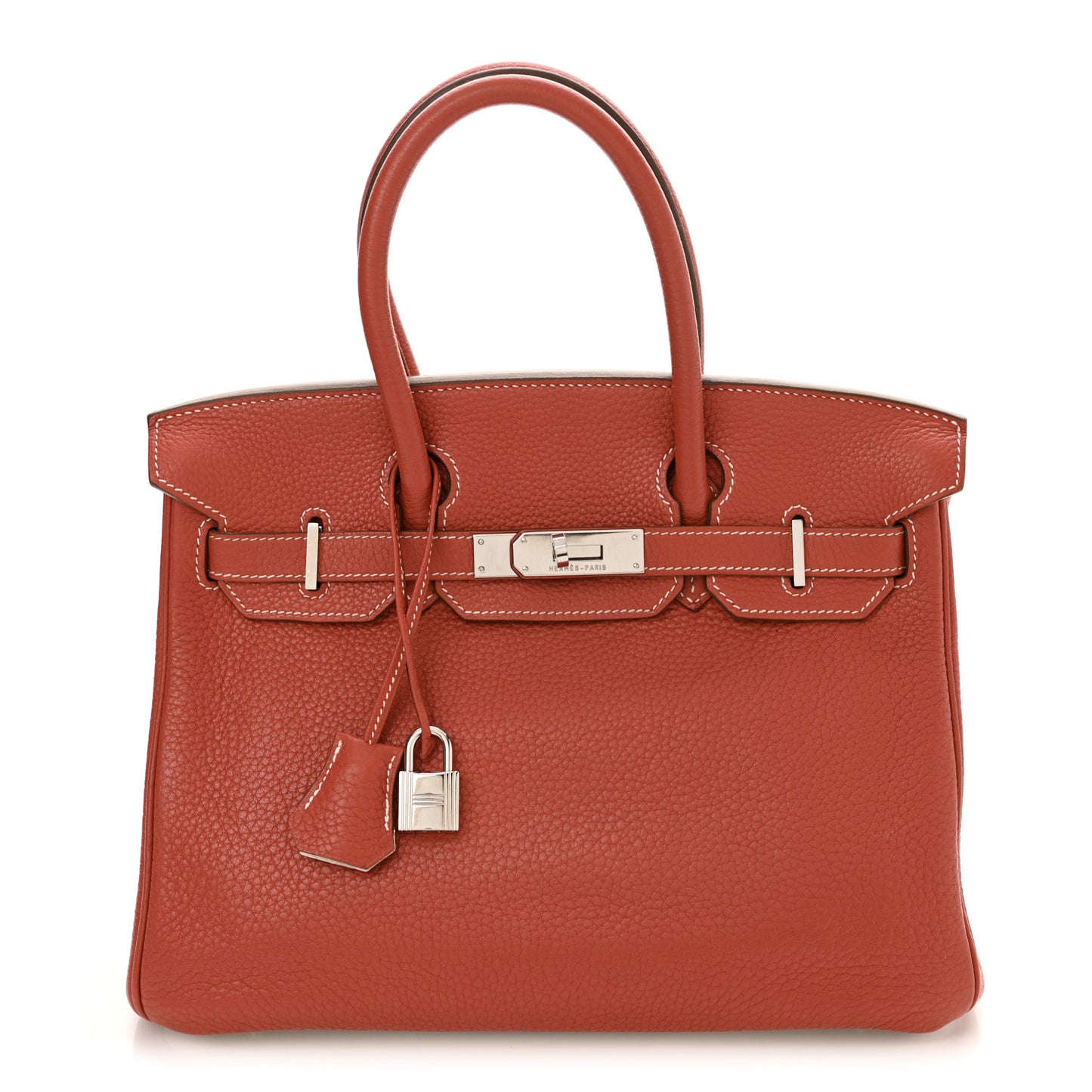 Taurillon Clemence Eclat Birkin 30 Sanguine White