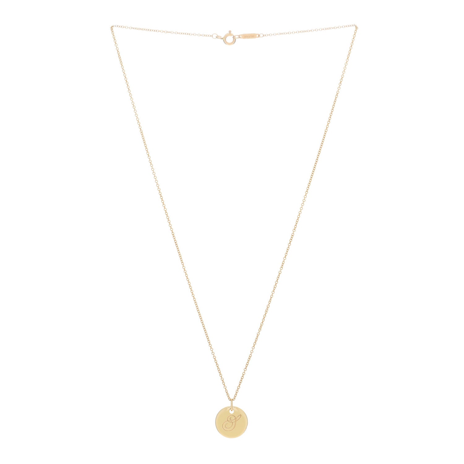 Tiffany 18K Yellow Gold Notes Letter S Disc Charm Pendant Necklace 2 of 5