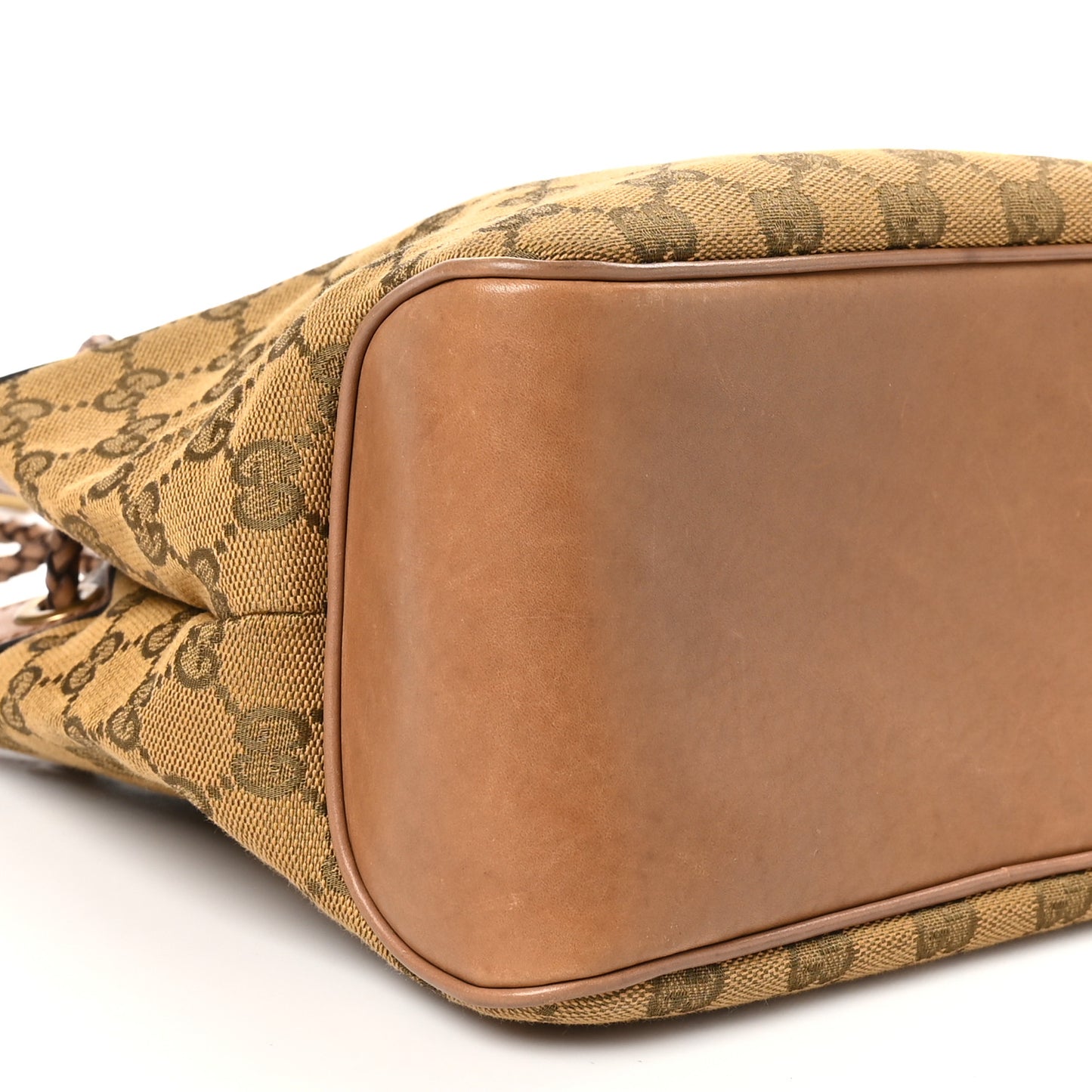 Monogram Woven Handle Tote Tan