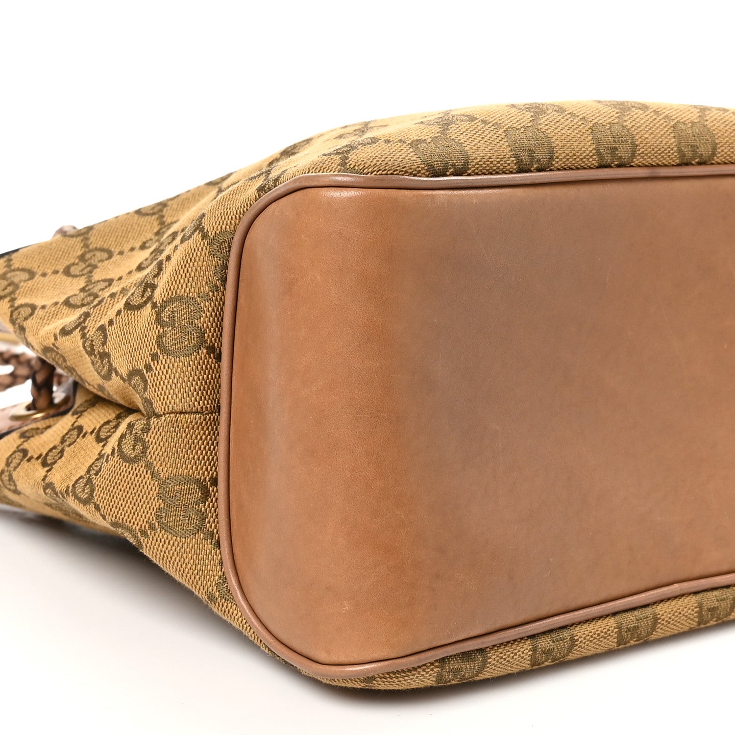 Gucci Monogram Woven Handle Tote Tan 9 of 11