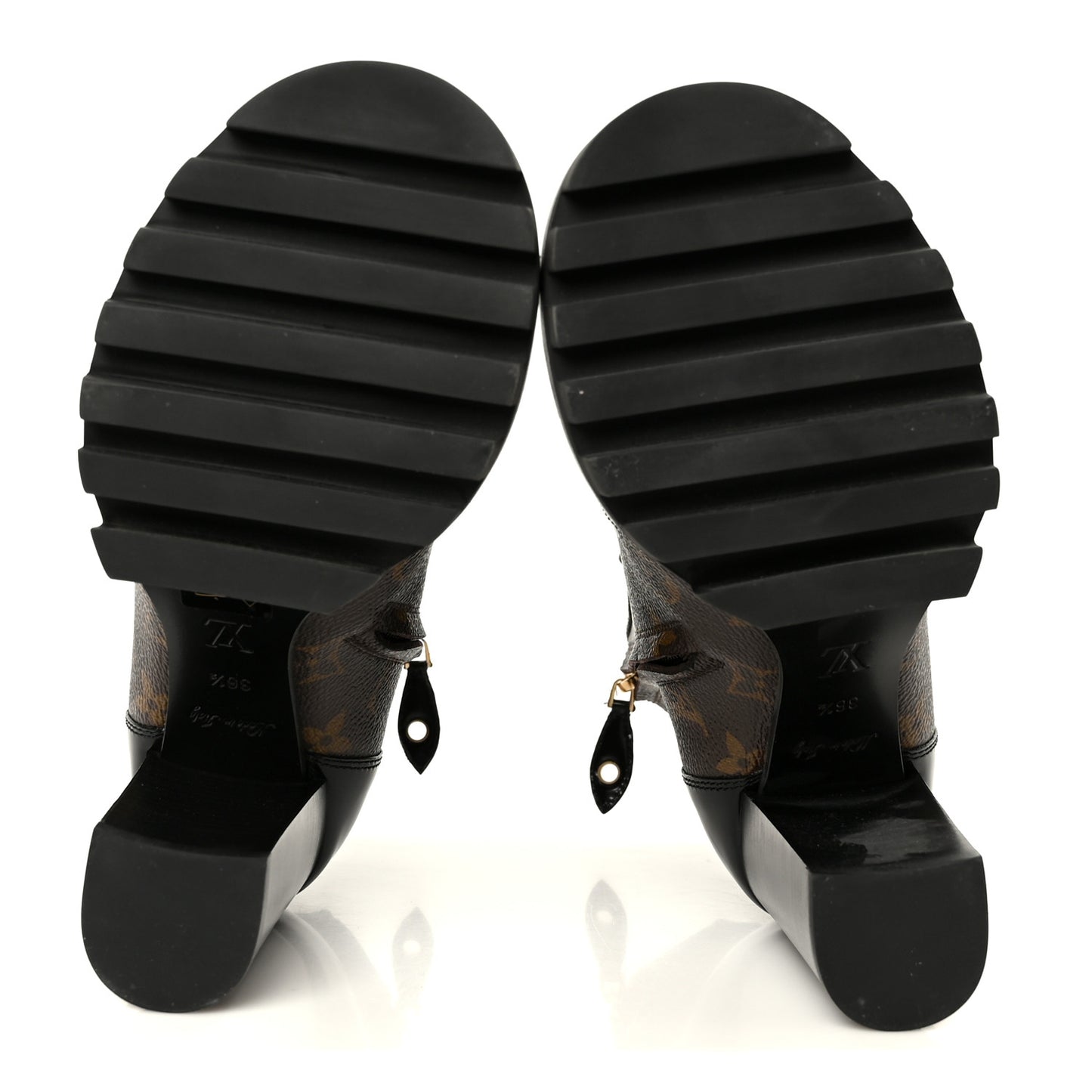 Patent Calfskin Monogram Star Trail Ankle Boots 36.5 Black