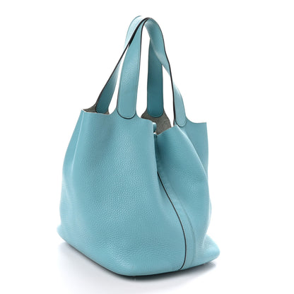 Hermes Taurillon Clemence Picotin 26 GM Bleu Atoll 3 of 12