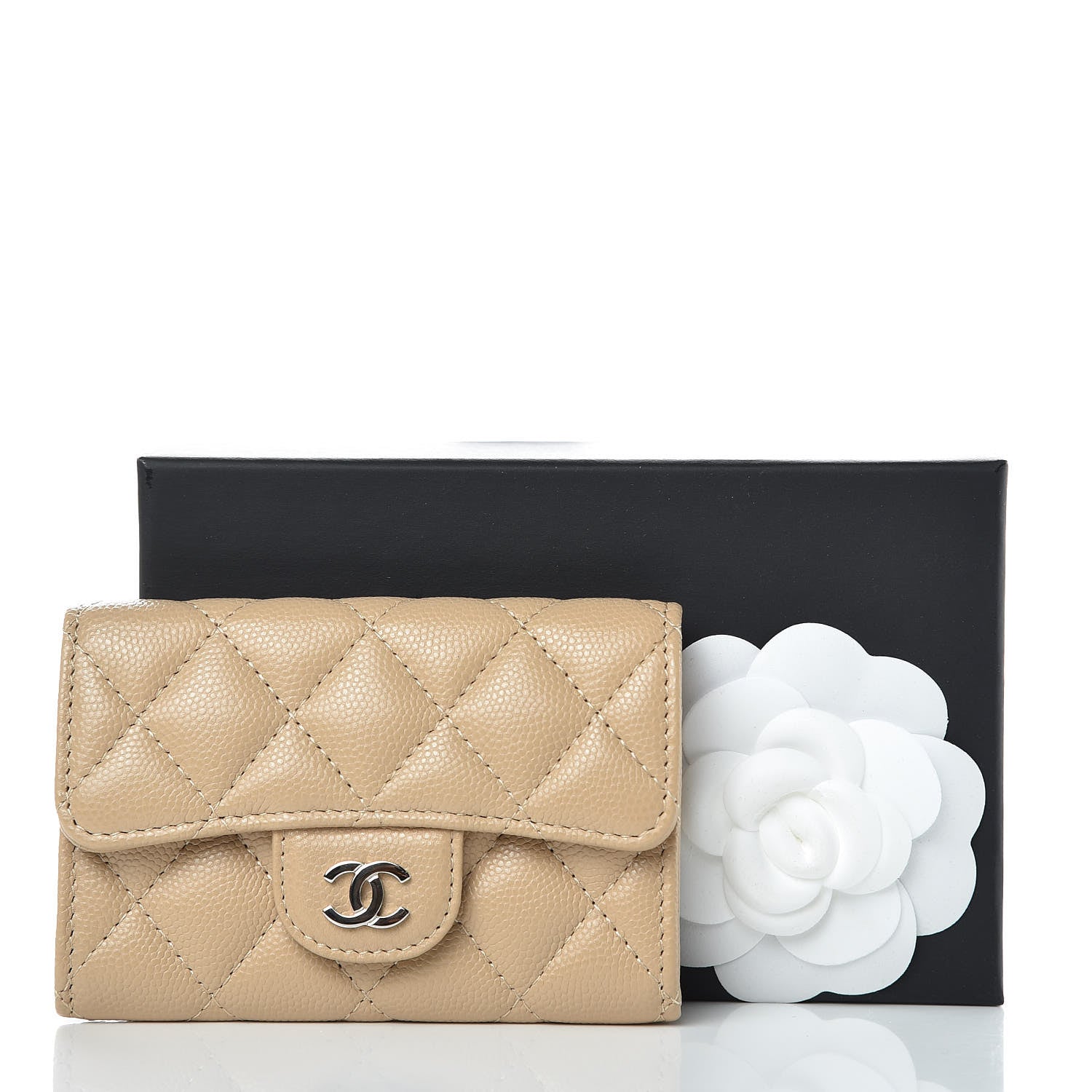 Chanel Caviar Quilted Flap Card Holder Beige 9 of 9