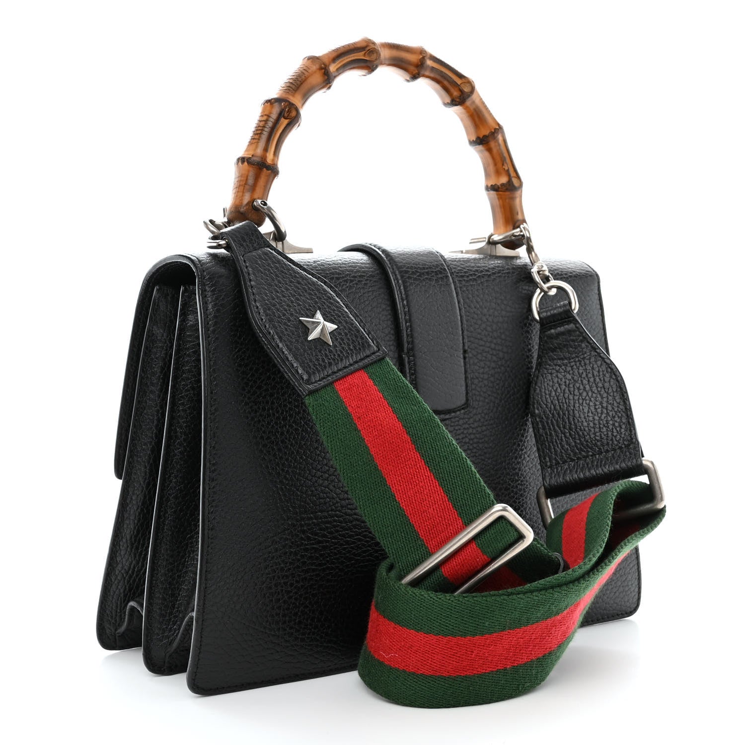 Gucci Dollar Calfskin Crystal Web Medium Dionysus Bamboo Top Handle Bag Black Black Diamond 3 of 11