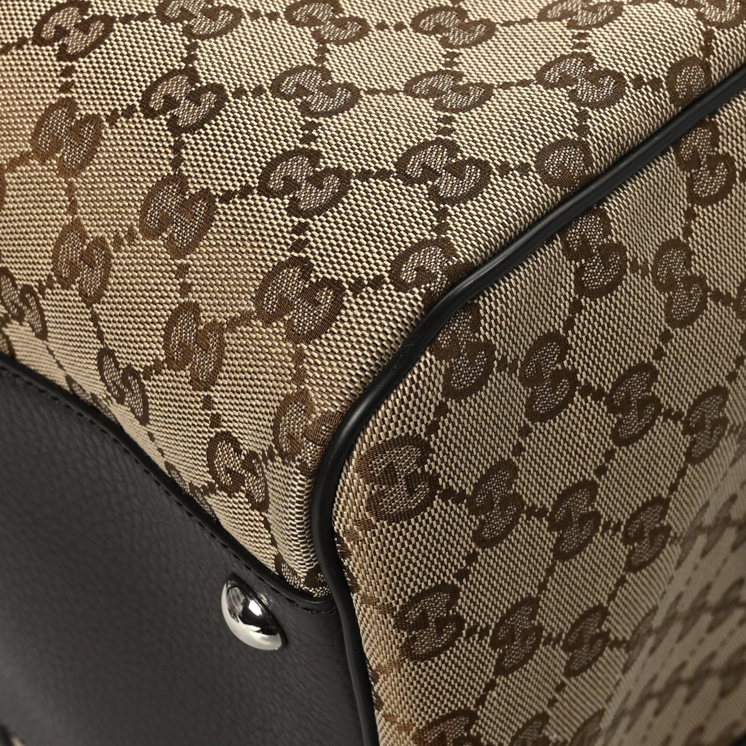 Gucci Monogram Dollar Calfskin Boston Duffle Bag Beige Ebony Testa di Moro Marrone Scuro 11 of 11
