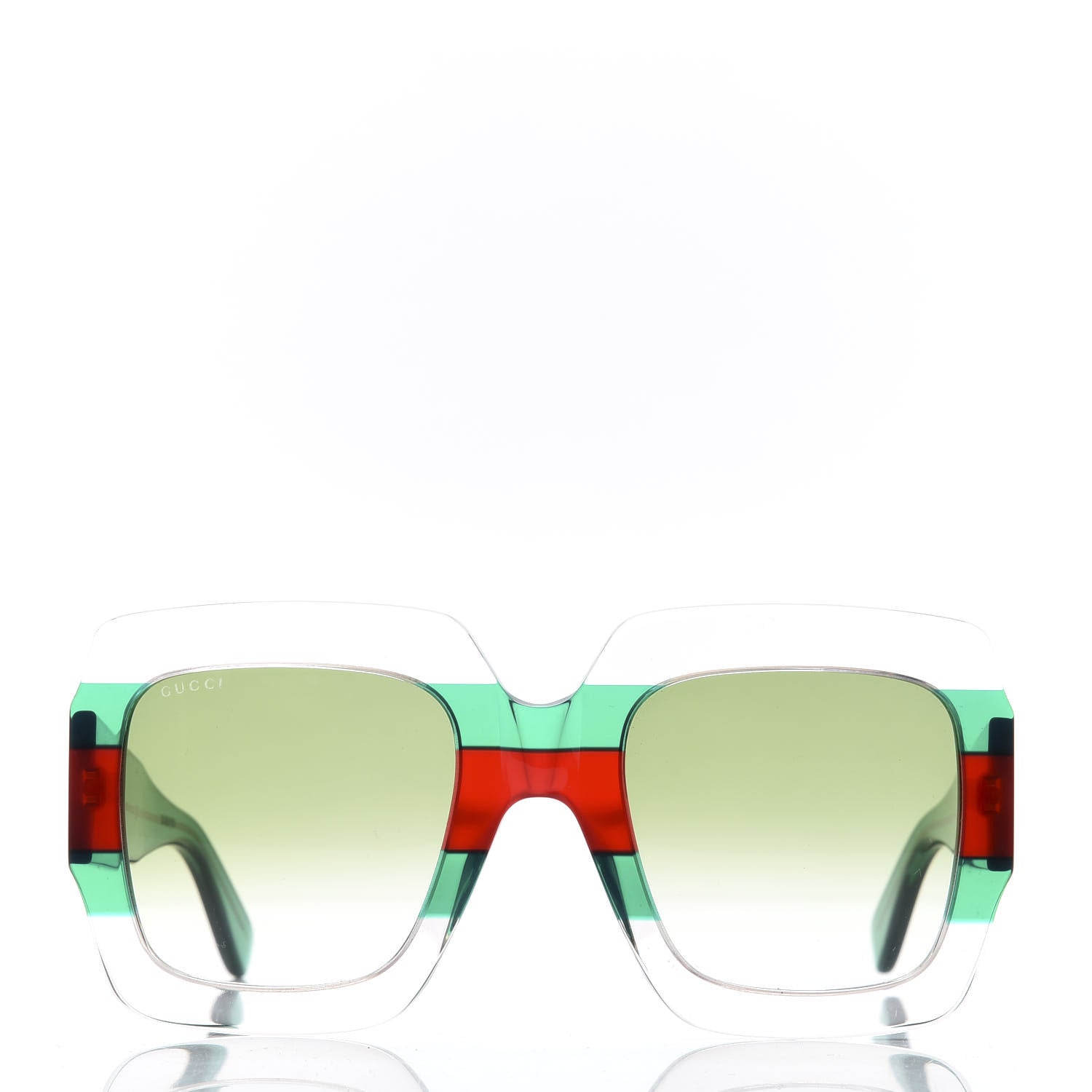 Gucci Square Web Frame GG0178S Sunglasses Green Red 2 of 8