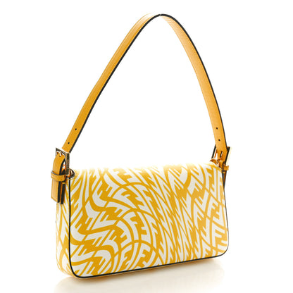 Fendi X SARAH COLEMAN Glazed Canvas Vitello King FF Vertigo Baguette 1997 Mimosa White 3 of 10