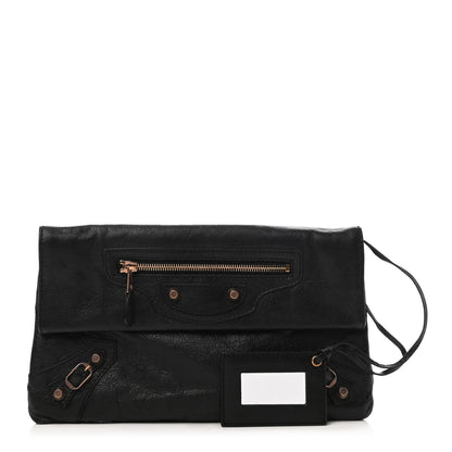 Balenciaga Agneau Giant 12 Rose Gold Hardware Envelope Clutch Black 1 of 7