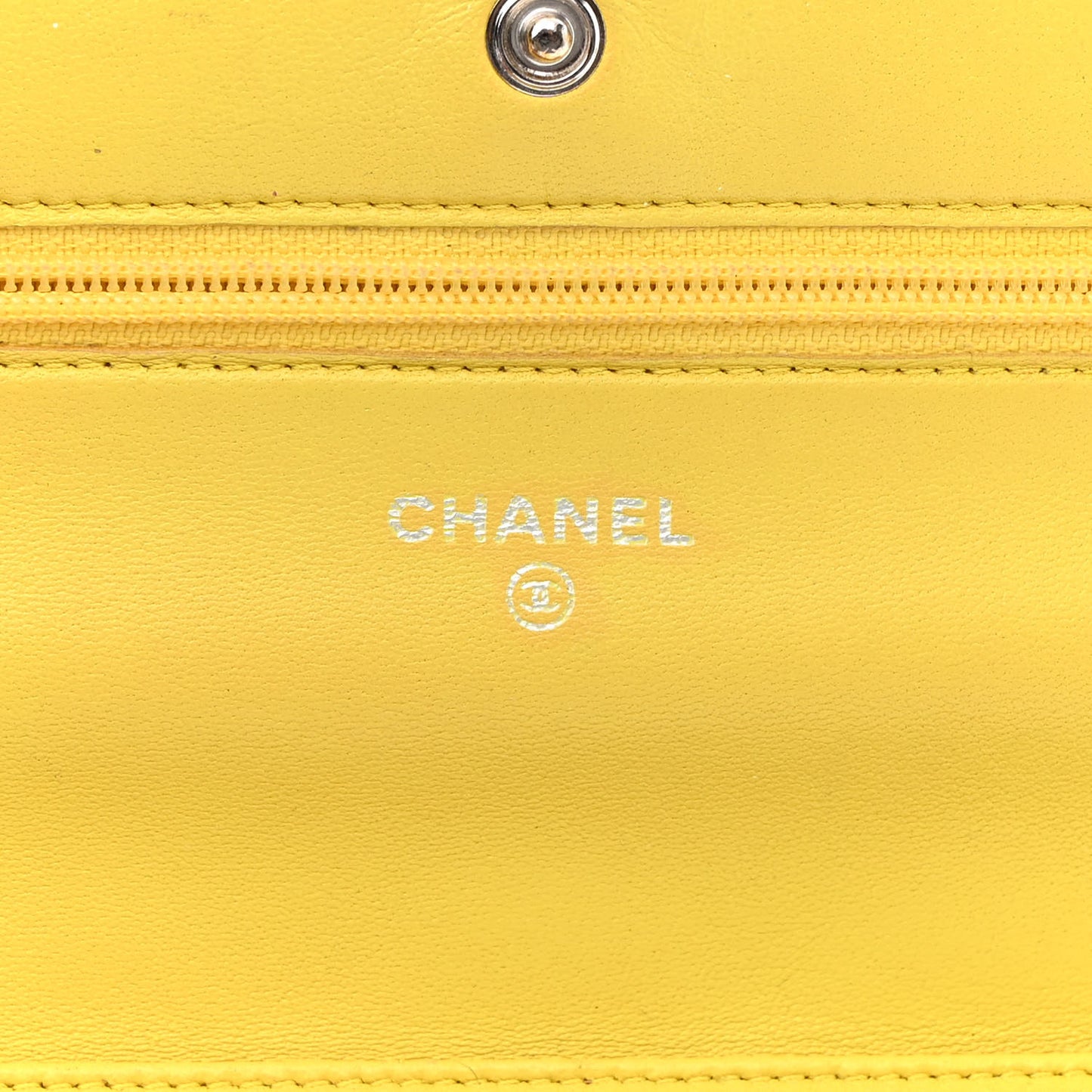 Lambskin Quilted Wallet on Chain WOC Yellow