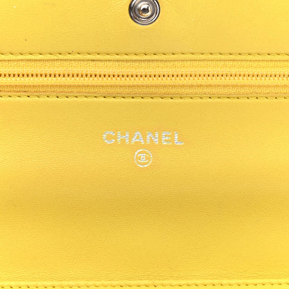 Chanel Lambskin Quilted Wallet on Chain WOC Yellow 6 of 16