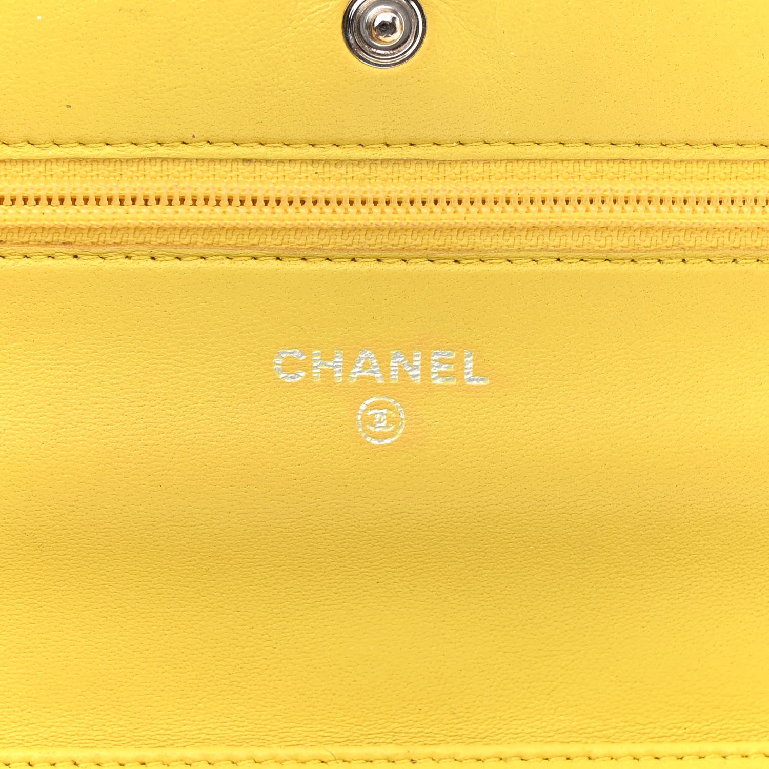 Chanel Lambskin Quilted Wallet on Chain WOC Yellow 6 of 16