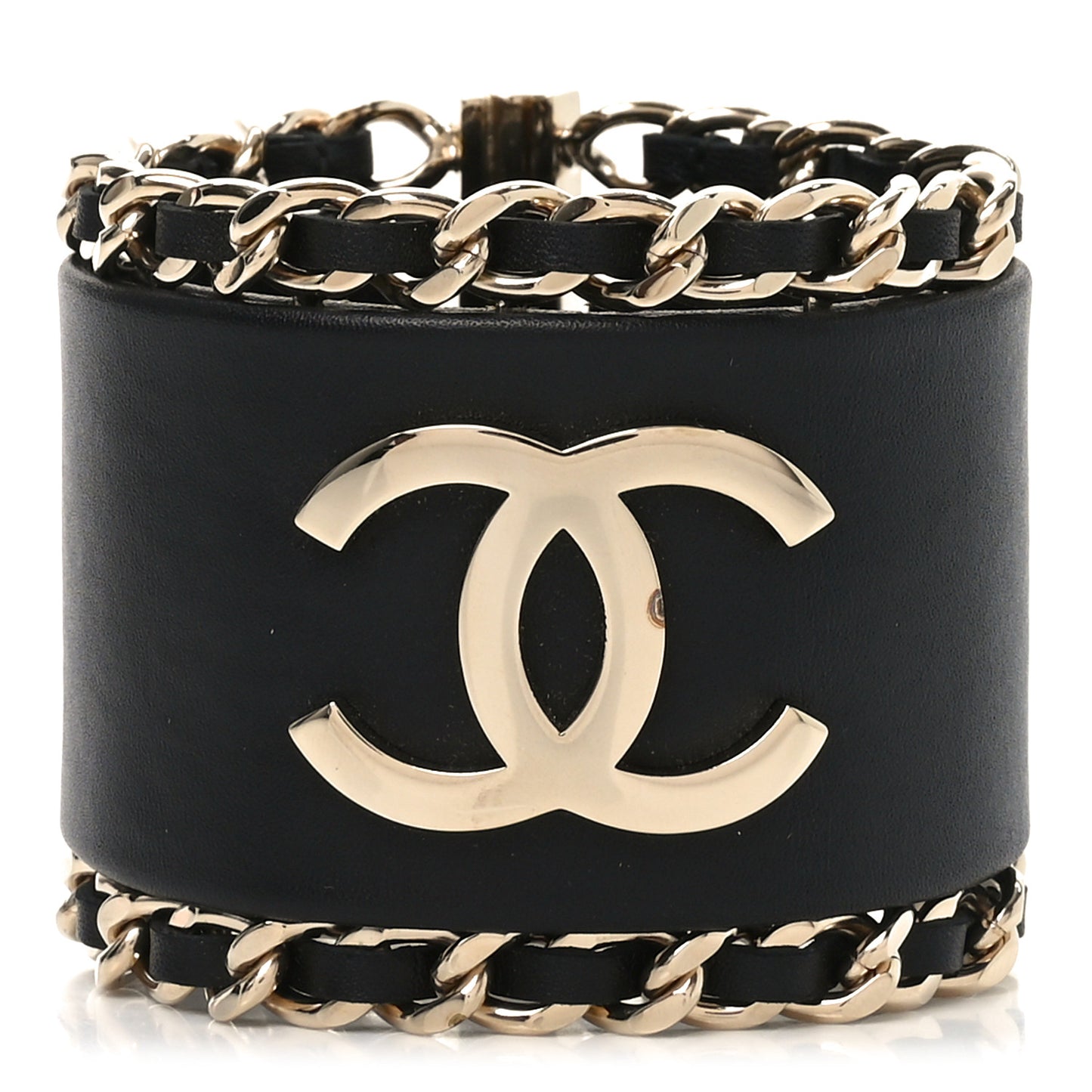 Lambskin Chain CC Cuff M Black Gold