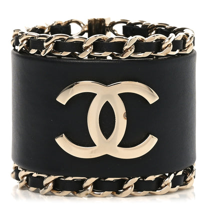 Chanel Lambskin Chain CC Cuff M Black Gold 1 of 6