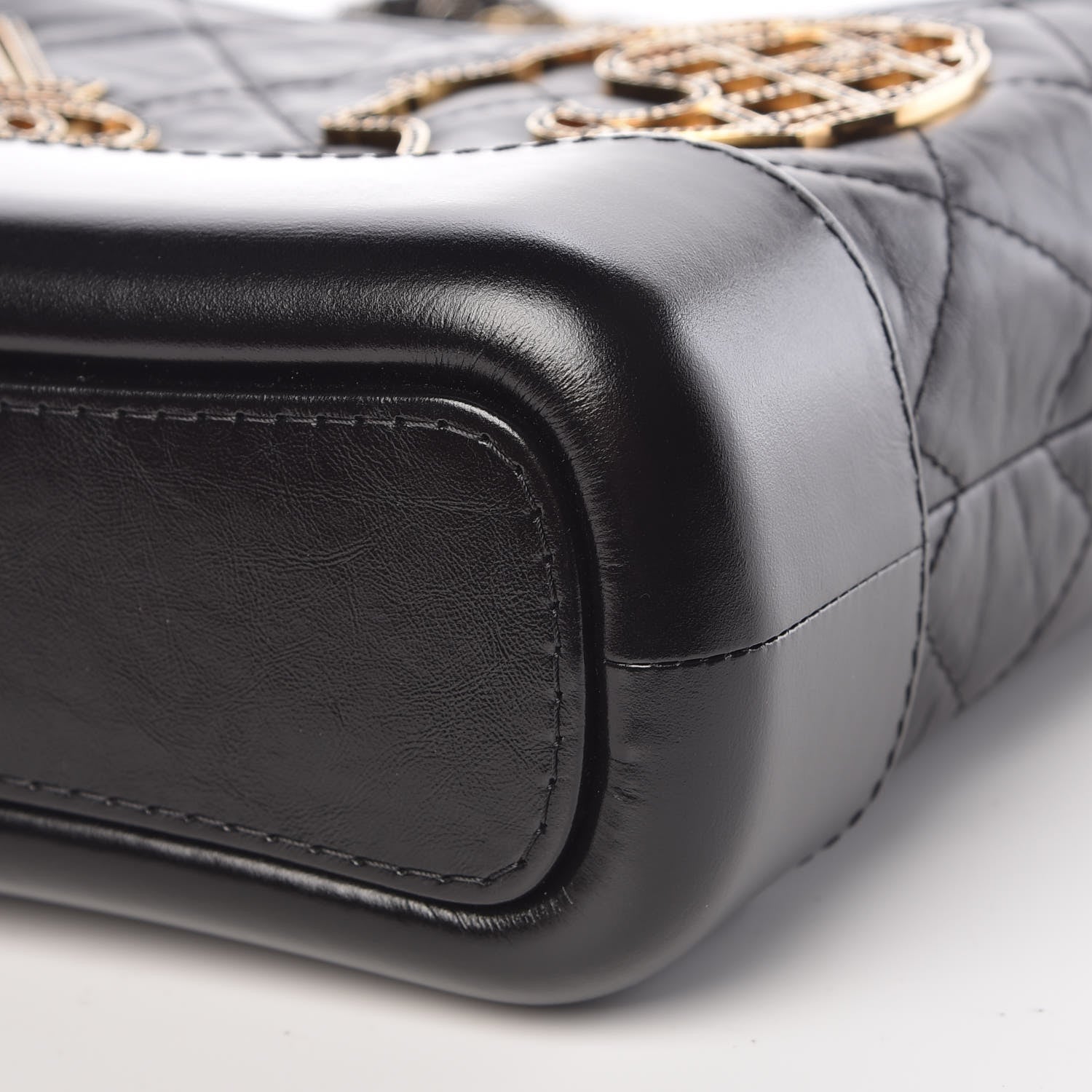 Chanel Aged Calfskin Quilted Charms Small Gabrielle Hobo Black 9 of 10