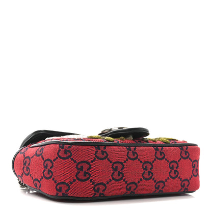 Gucci Monogram Multicolor Matelasse Diagonal Floral Embroidered Super Mini GG Marmont Shoulder Bag Red Blue Multicolor 4 of 10