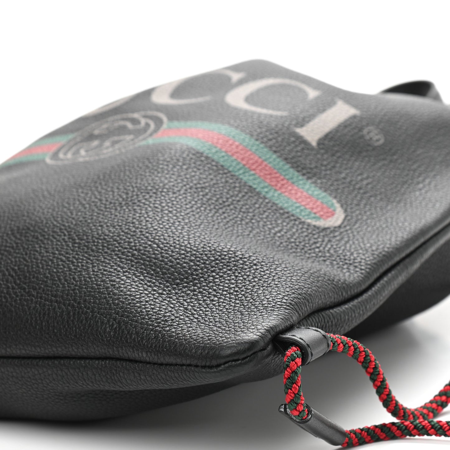 Calfskin Logo Drawstring Backpack Black