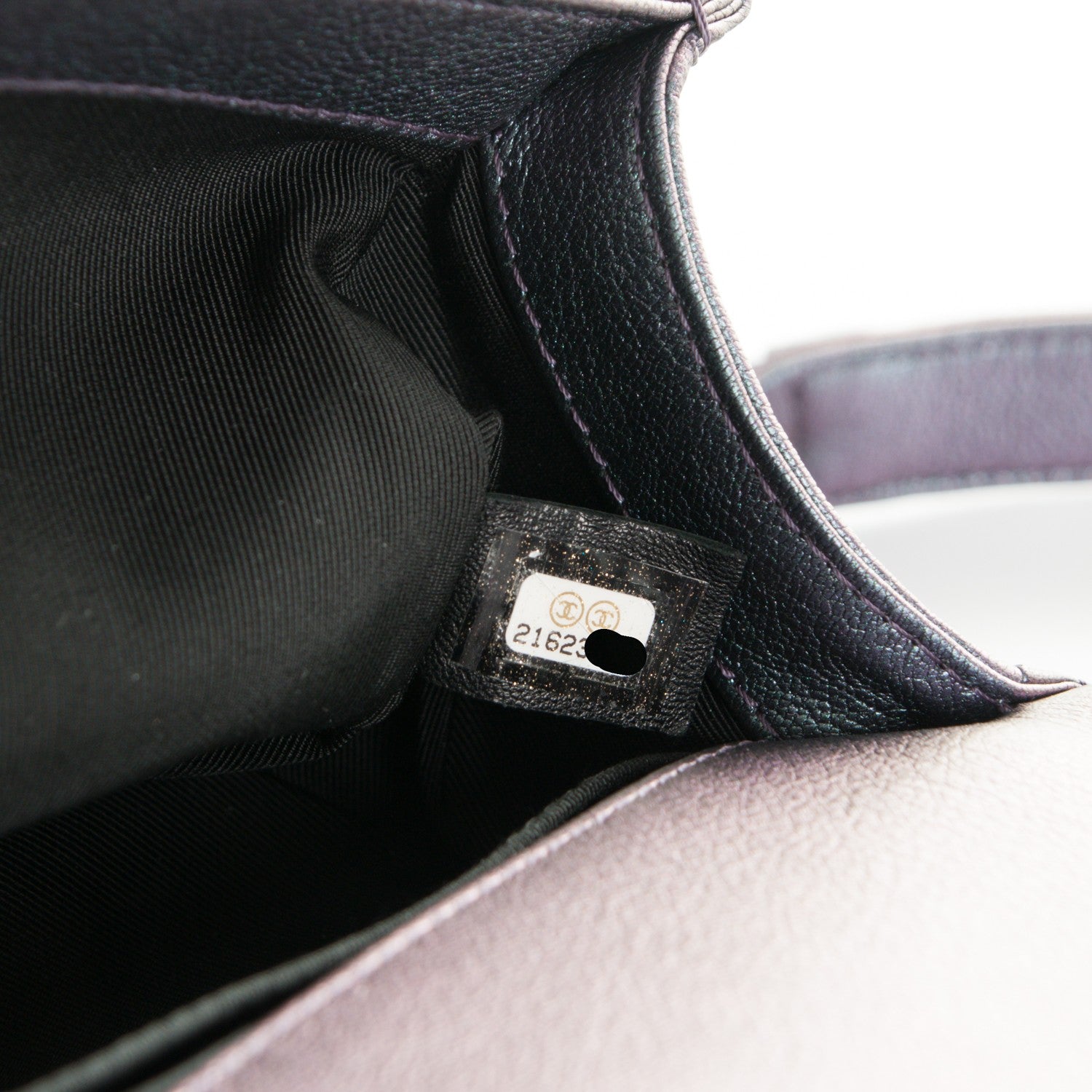 Chanel Iridescent Goatskin Quilted Medium Boy Flap Purple 9 of 9