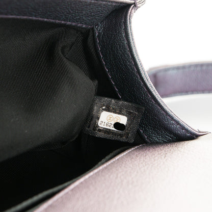 Chanel Iridescent Goatskin Quilted Medium Boy Flap Purple 9 of 9