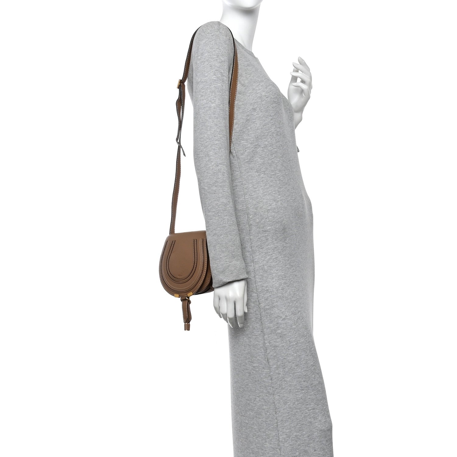 Chloe Calfskin Mini Marcie Round Crossbody Bag Nut 2 of 10