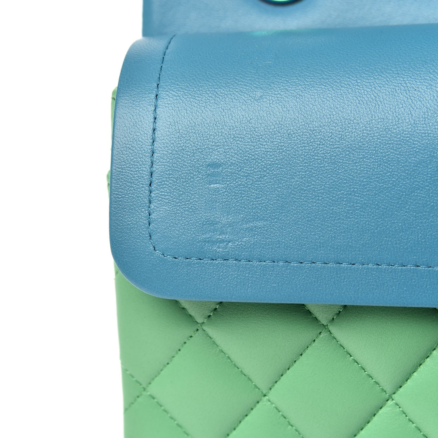 Chanel Lambskin Quilted Small Double Flap Green Blue 13 of 13