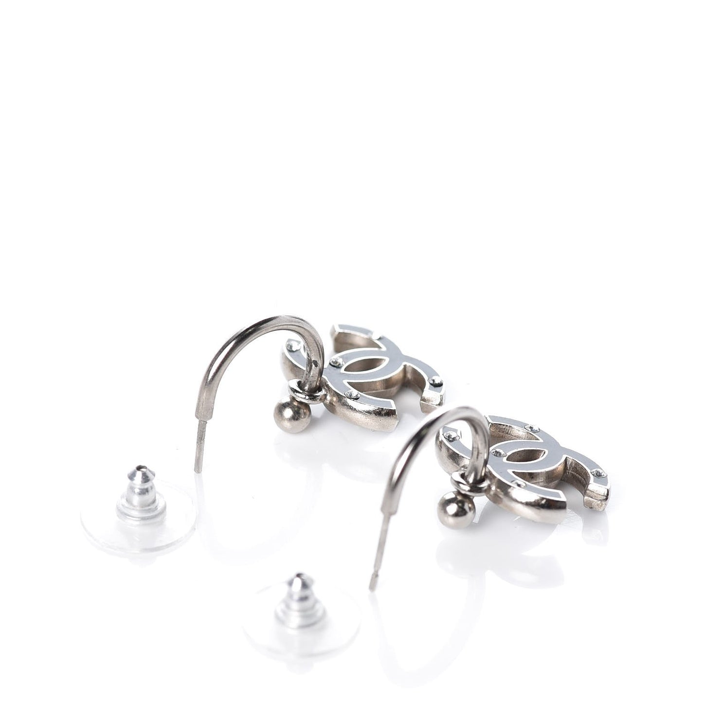 Glitter Enamel Pearl Crystal CC Drop Earrings Black