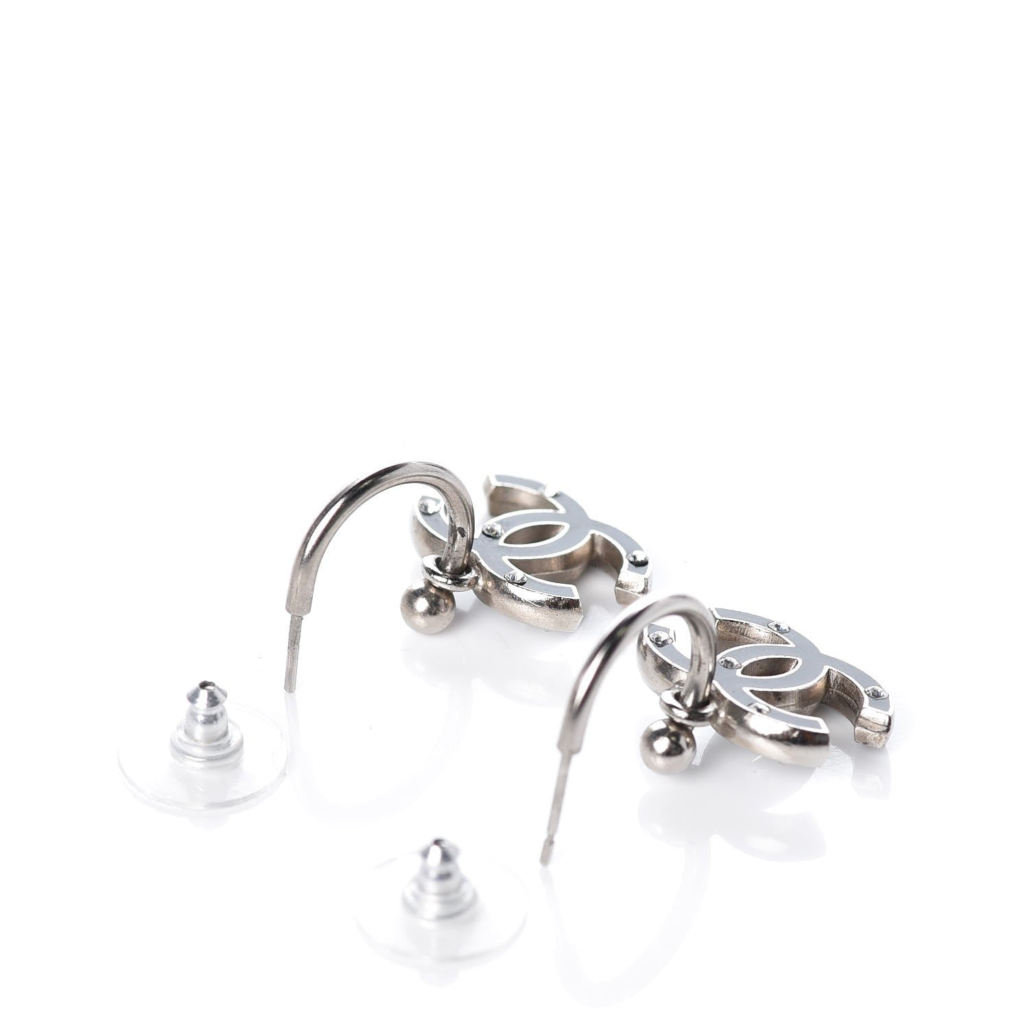 Chanel Glitter Enamel Pearl Crystal CC Drop Earrings Black 3 of 3