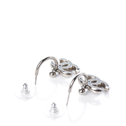Chanel Glitter Enamel Pearl Crystal CC Drop Earrings Black 3 of 3