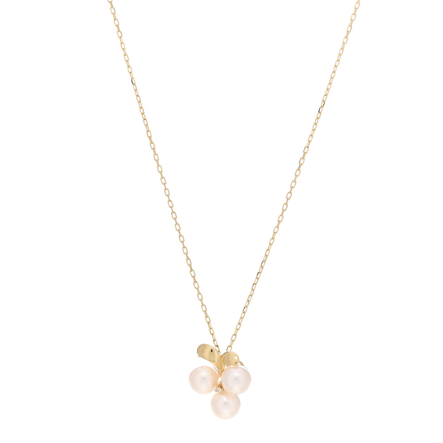 18K Yellow Gold Diamond Akoya Pearl Vine Pendant Necklace
