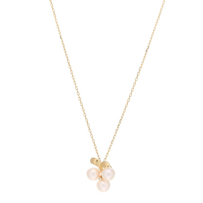 Mikimoto 18K Yellow Gold Diamond Akoya Pearl Vine Pendant Necklace 1 of 4