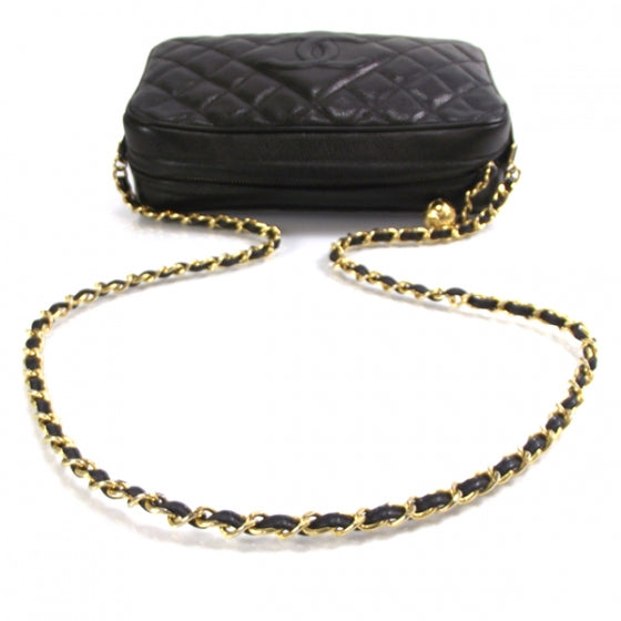 Caviar Quilted Shoulder Bag Black