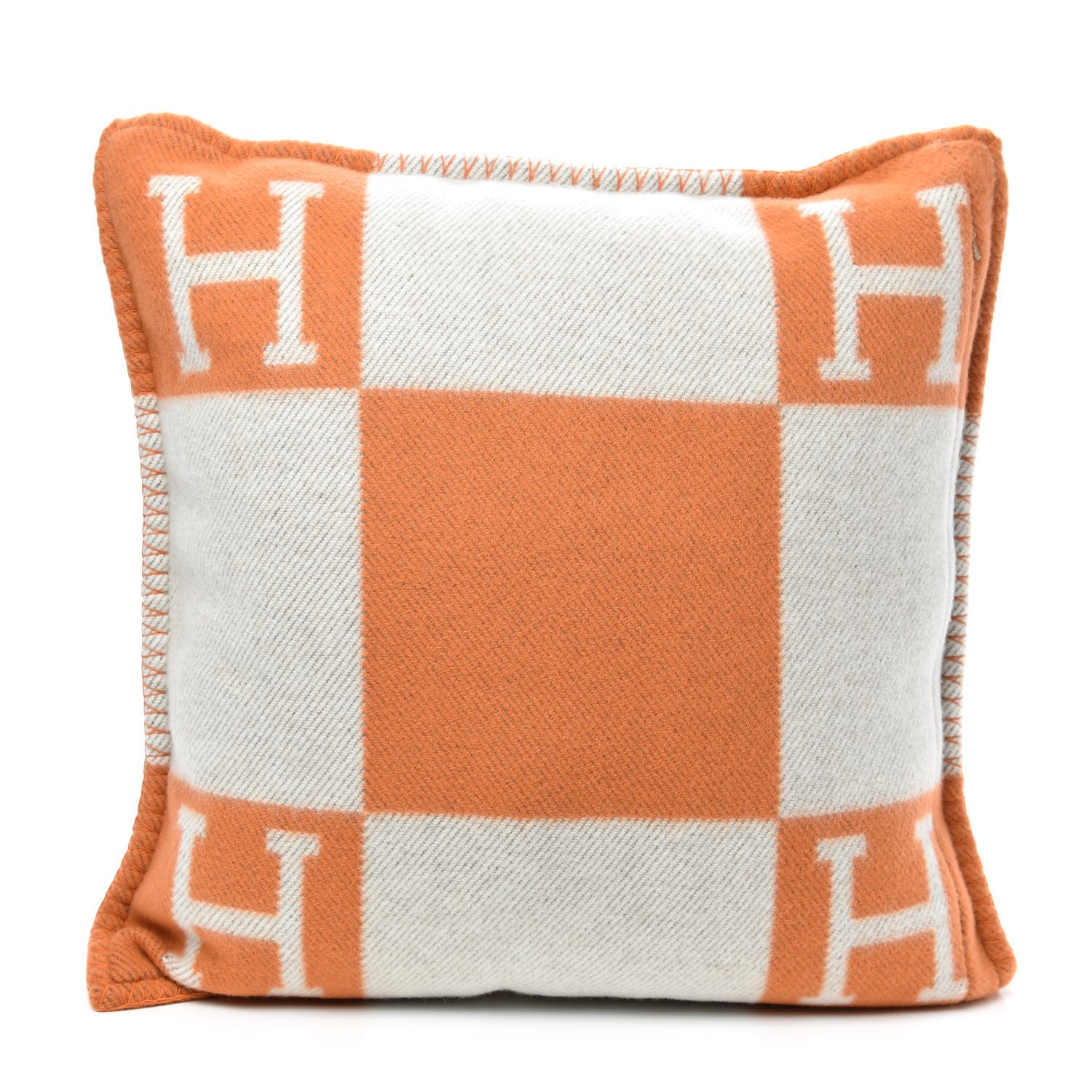 Hermes Wool Cashmere Avalon Pillow PM Ecru Potiron 2 of 3