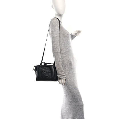 Celine Calfskin Cuir Small Triomphe Cabas Drawstring Black 2 of 10
