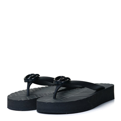 Gucci Rubber Chevron Thong Sandals 40 Black 3 of 8
