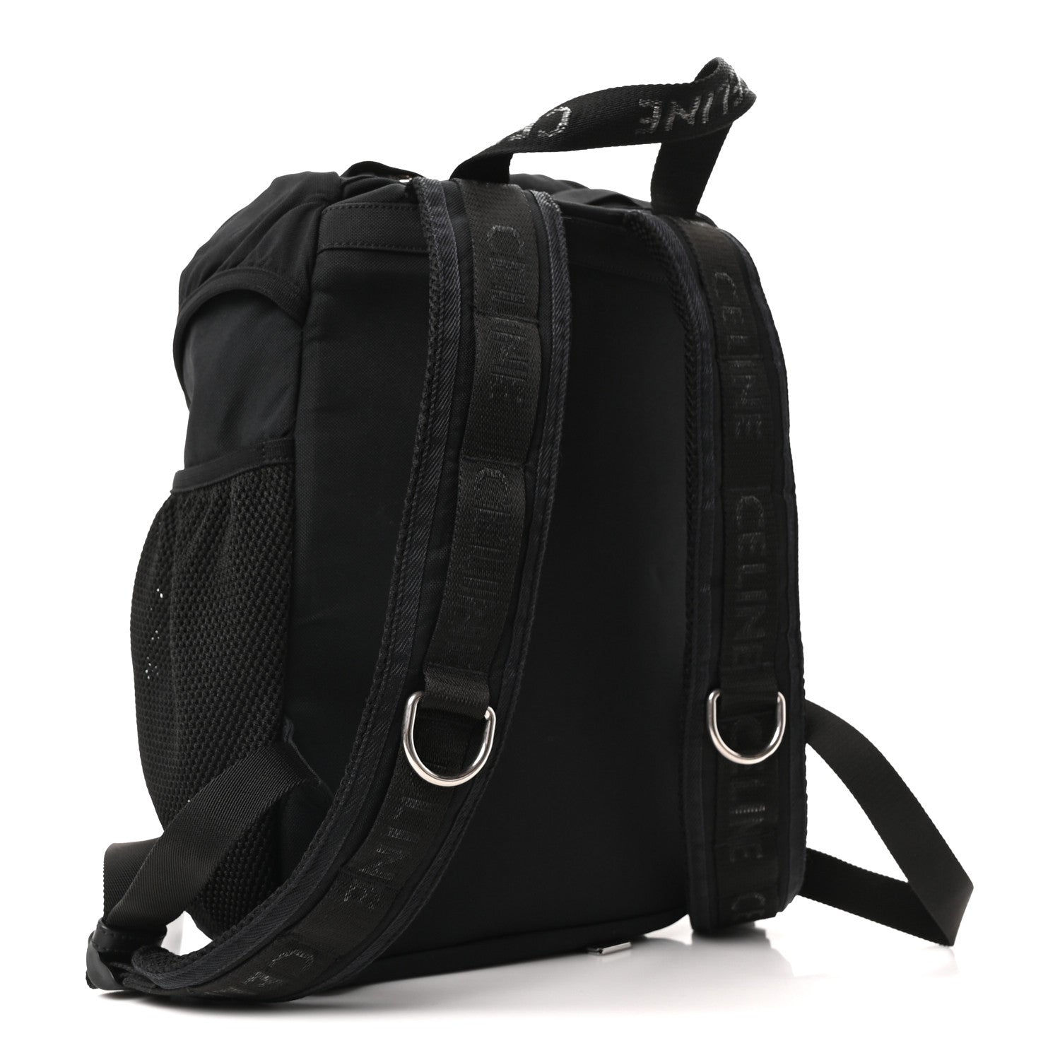 Celine Gabardine Logo Web Trekking Medium Backpack Black 3 of 9