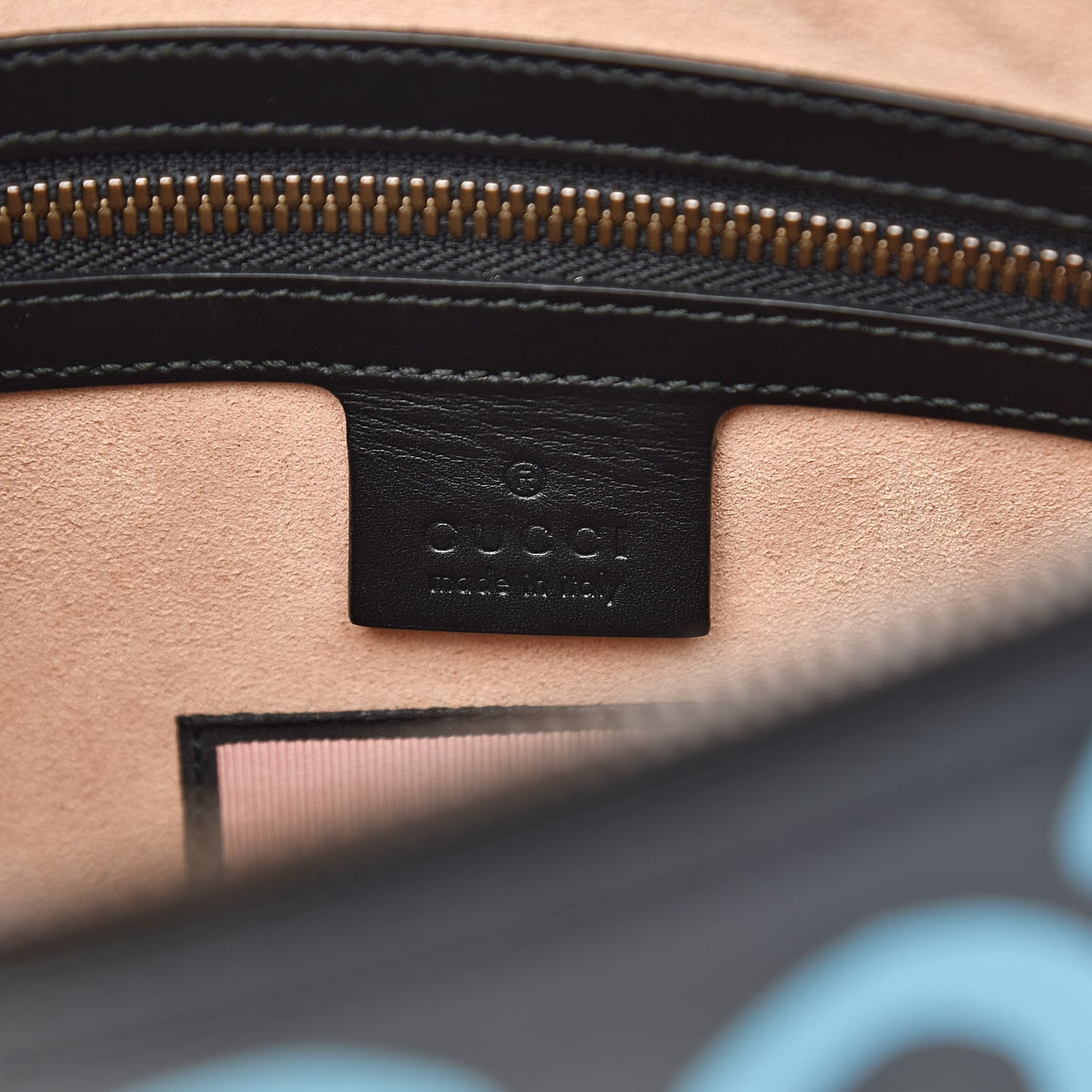 Calfskin GucciGhost Print GG Messenger Bag Black New Acquamarine