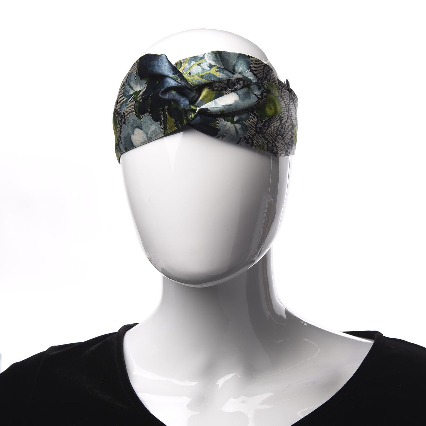 Silk Monogram Blooms Print Headband Blue