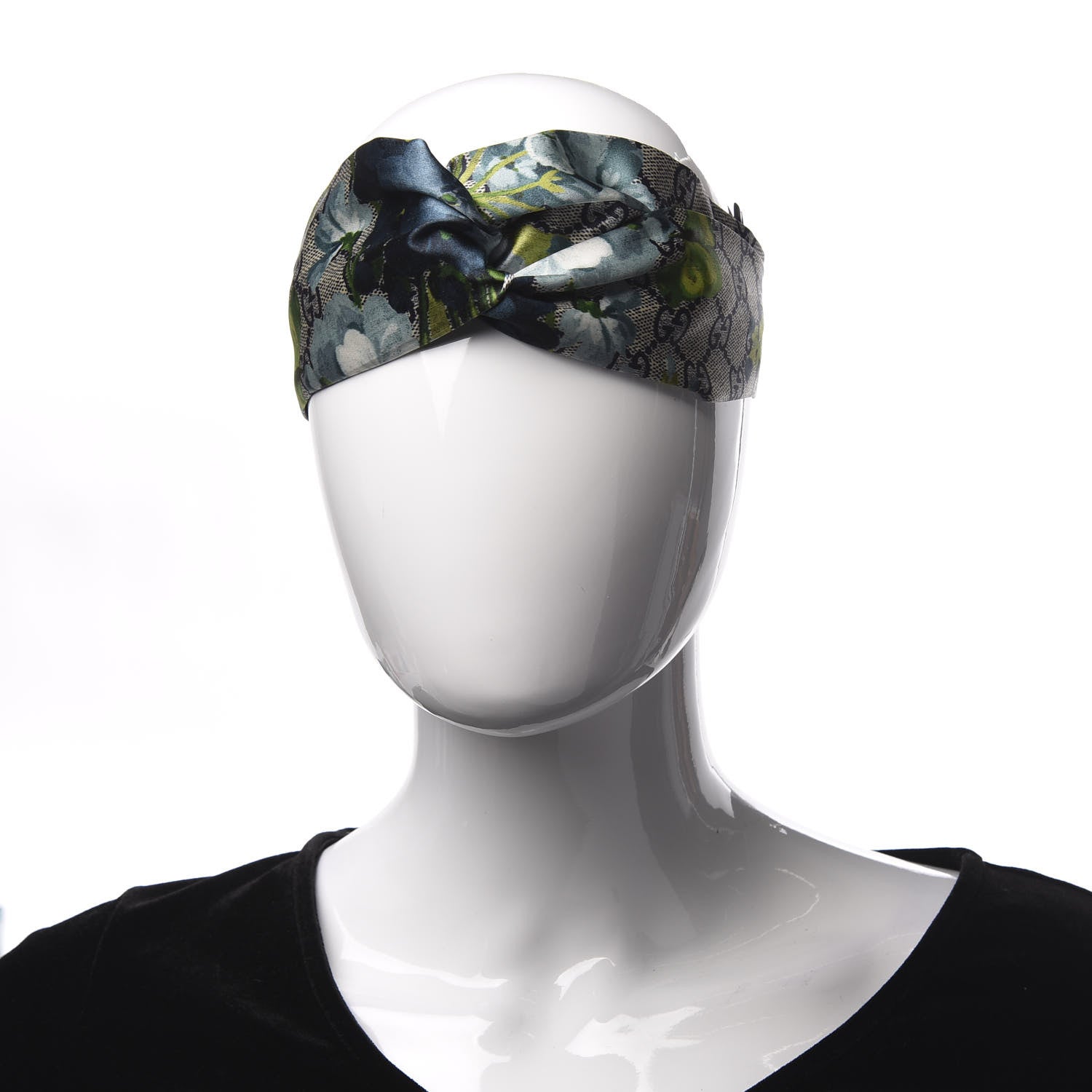 Gucci Silk Monogram Blooms Print Headband Blue 2 of 6