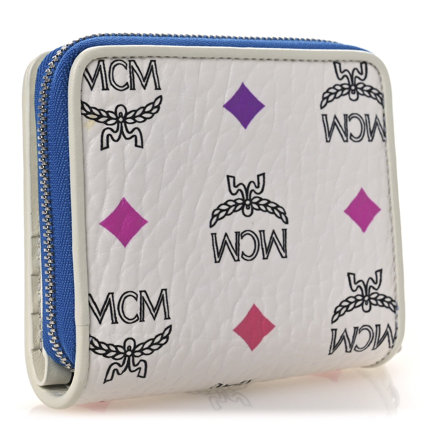 MCM Skyoptic Visetos Mini Zip Around Wallet White 3 of 9