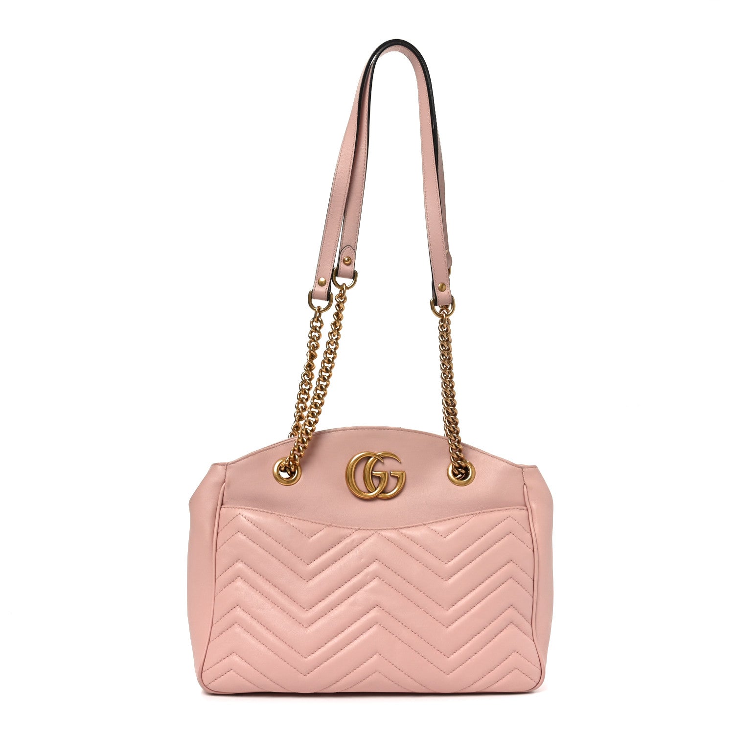 Gucci Calfskin Matelasse Medium GG Marmont Open Top Shoulder Bag Perfect Pink 1 of 10