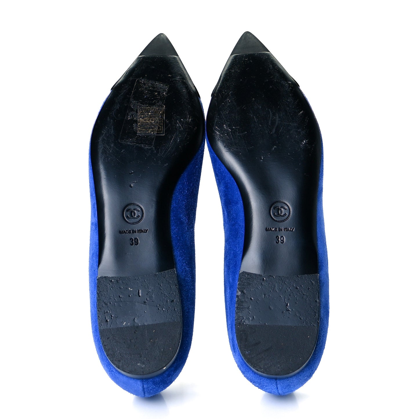 Suede Satin Cap Toe Gabrielle Ballerina Flats 39 Royal Blue Black