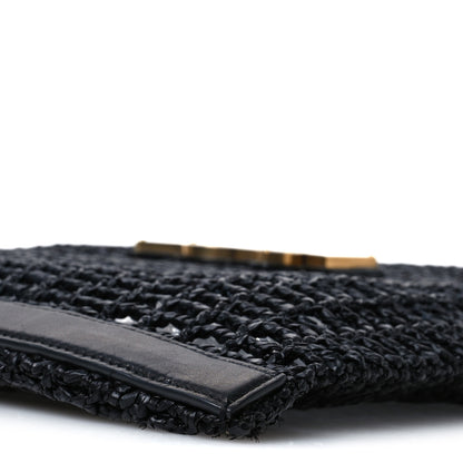 Saint Laurent Raffia Calfskin Oxalis Shoulder Bag Black 9 of 11