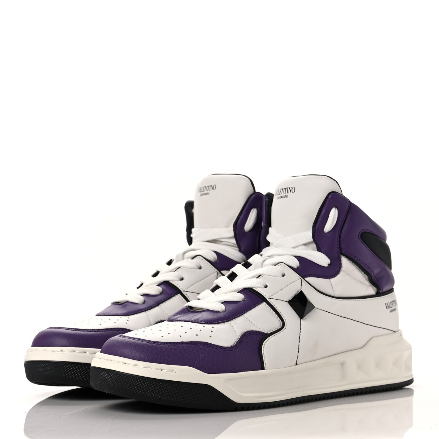 Nappa Mens One Stud High Top Sneakers 43 White Indian Violet Black