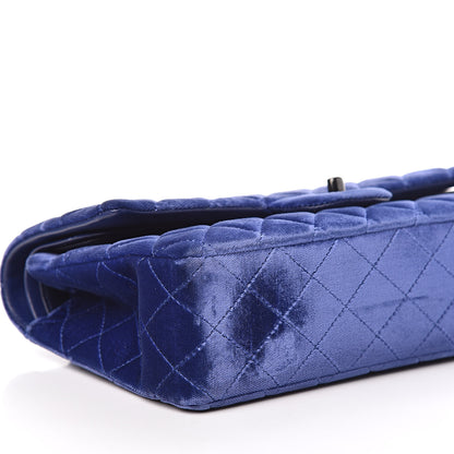 Chanel Velvet Quilted Medium Double Flap Navy Blue 5 of 14