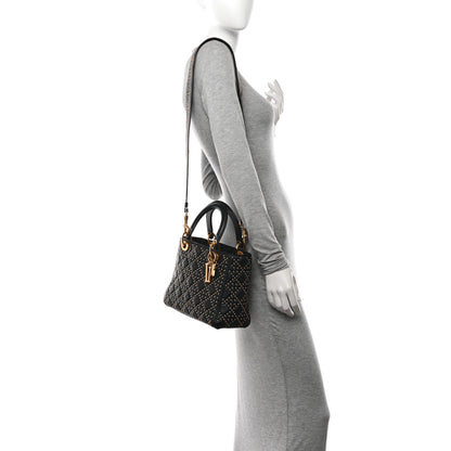 Christian Dior Calfskin Cannage Studded Medium Supple Lady Dior Black 2 of 12